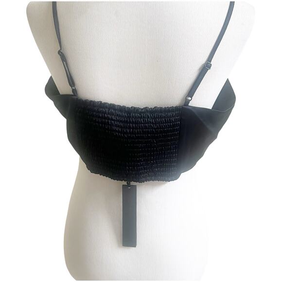 House of Harlow 1960 Satin Black Crop Top with Adjustable Straps Size Large - Picture 4 of 7